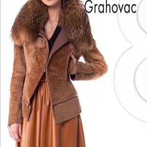 Fur coat (lamb fur polar fox collar)
